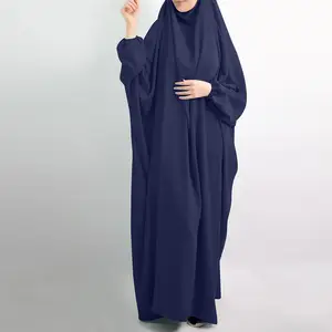 2022 pakaian Islami gaun pakaian etnis Kaftan warna Solid Burqa untuk wanita pakaian Muslim tradisional