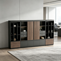 Meuble de rangement de bureau moderne en placage de bois, bibliothèque, armoire de présentation, armoire à dossiers pour bureau de direction