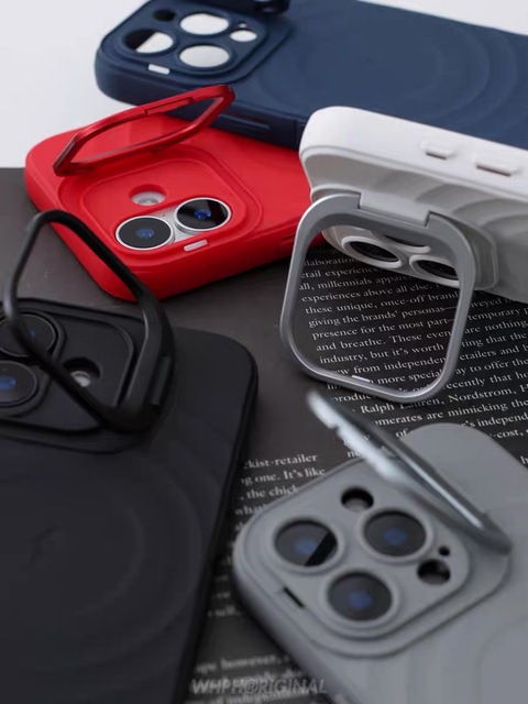 Matte Magnetic Phone Case Multi Functional Invisible Camera Bracket Anti-Fingerprint Protective Case for Apple iPhone Series
