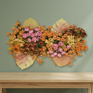 Flor Artificial de Fábrica, Rosa Vintage con Efecto Atardecer Otoñal, Toque de Palma Besada por el Sol, Color Terracota Rosado, Panel de Canal, Hecho a Mano con Temática Desértica - Product Image 2
