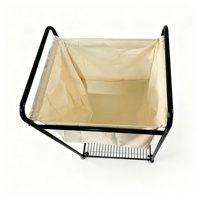 Chariot à linge mobile en toile, panier de rangement pour vêtements sales avec roulettes pivotantes amovibles, cadre en tube de fer et sac en tissu de coton
