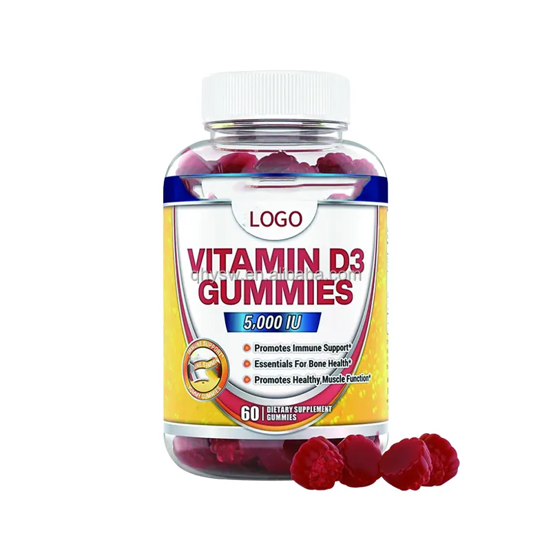 Marque privée Gummies à la vitamine D3 Suppléments bio pour la santé Fudge Aide à la croissance des os Stimulation immunitaire Multivitamine D3 Gummy Candy