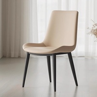 Chaise de salle à manger de style nordique, légère et luxueuse, minimaliste moderne, avec dossier en fer forgé, en cuir résistant aux griffures de chat, extra-stable, en carbone