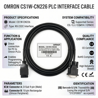 Cable de Programación PLC Original OMROM CS1W-CN226 de 2m RS232 con Contactos Chapados en Oro, Plug & Play, Certificado CE para PLC Serie CS CJ