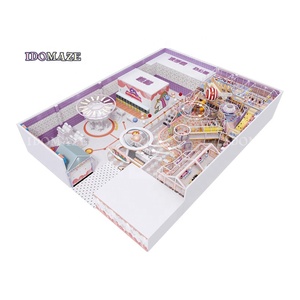 Aire de jeux intérieure commerciale sur le thème de la licorne de cirque, parc d'attractions pour enfants avec toboggan en spirale et piscine à balles - Product Image 2