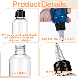 5ml-500ml Squeeze Bottle Transparent Oil Bottles for Hair PET <b>Plastic</b> Refillable Bottles with Twist Top <b>Cap</b> - Product Image 2
