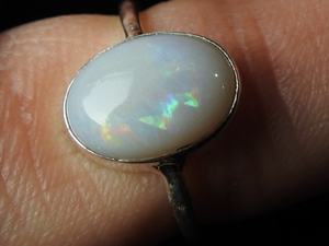 Australian Solid <b>Opal</b> 11x8mm Bezel Setting Wedding <b>Ring</b>-<b>Silver</b>-October Birthstone-5US Size-Handmade Jewelry Gift - Product Image 2