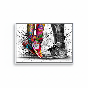 Elegant Graffiti <b>Shoes</b> Tempered Glass Art Printed Canvas <b>Decor</b>,WHITE FRAMED CANVAS - Product Image 2
