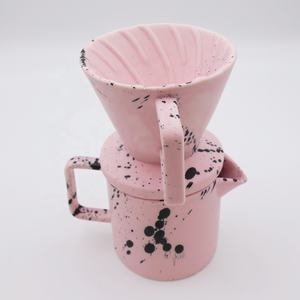 Ensemble de gobelets filtrants à encre <span class=keywords><strong>rose</strong></span> mat avec éclaboussures personnalisées pour café en céramique mouchetée - Product Image 5