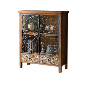 American Country Style Carved Sideboard 98x40x108cm <b>Storage</b> Living Room Cabinet Kitchen Furniture - Product Image 5