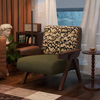Fauteuil en bois de style rétro français de luxe léger avec dossier pour salon, balcon, chambre à coucher, mobilier de maison de loisirs