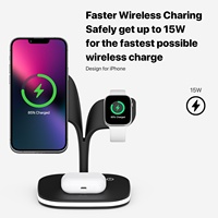 Pengisi Daya Nirkabel Cepat Magnetik Cerdas 5-in-1 15W, Stasiun Pengisian Daya, Cocok untuk Perangkat iPhone dan Android, Lampu Malam