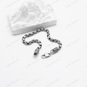 <b>Mens</b> Stainless Steel Box Chain Bracelet with Carved Clasp Vintage Gothic Punk Biker Style Durable Link Jewelry Gift <b>for</b> <b>Men</b> - Product Image 2