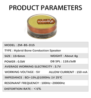 Mini haut-parleur à conduction osseuse 15x6mm 8 Ohm 5V, transducteur audio filaire pour aide auditive, casque OEM Zeming ZM-D15 118dB