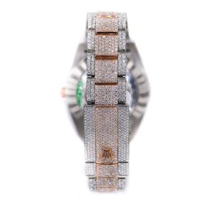 Montre pour homme <span class=keywords><strong>ROLX</strong></span> en or rose avec cadran romain, entièrement sertie de diamants en moissanite, mouvement automatique 22 carats - Product Image 4