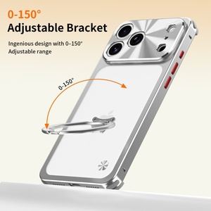 New Matte PC Backboard Magnetic Phone Case for <b>iPhone</b> 17 16 Pro Max With Ring <b>Stand</b> Aluminum Alloy Frame Shockproof Cover - Product Image 3