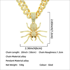 สร้อยคอผู้ชายแฟชั่นดีไซน์ฮิปฮอปยอดนิยมปี 2026 ลายแมงมุม สร้อยคิวบาลิงค์ชุบทอง สไตล์พังก์ สตรีท - Product Image 5