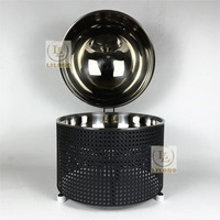 Nouveau design – Plat de service noir en acier inoxydable 8L avec cadre perforé – Chauffe-plat pour buffet d'hôtel, mariage et traiteur