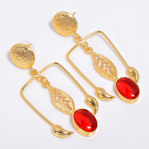 Hermoso y único pendiente de piedras preciosas de Latón chapado en oro de 14 quilates hecho a mano proveedor de joyas de piedras preciosas de latón joyería de latón antiguo - Product Image 6