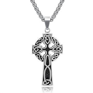 Vintage <strong>Celtic</strong> <strong>Cross</strong> <strong>Necklace</strong> Viking Ireland Mens Engraved <strong>Necklaces</strong> Stainless Steel AmuletJewelry - Product Image 2