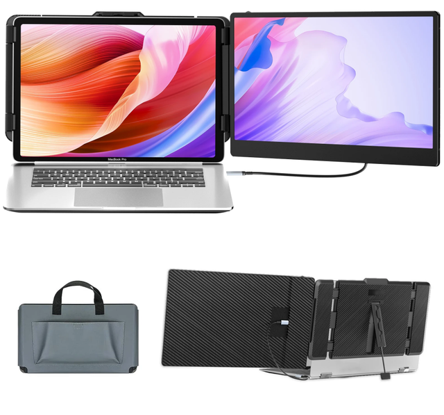 14 Inch High Brightness Full HD 1080P IPS Adjustable S1 Portable Laptop Screen Extender Monitor for Business Gaming Travel