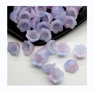 12mm Two-tone Color Flower Lampwork Beads Trumpet Flower Glass Beads For Jewelry Making Hairpin Handmade DIY Accessories