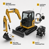Excavatrice CAT 303.5 d'occasion professionnelle à faible nombre d'heures de travail, compacte, pour le marché mondial – Machine d'excavation CAT