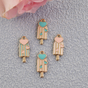 จี้ไอศกรีมการ์ตูน ทำจากโลหะผสมสังกะสี สำหรับทำเครื่องประดับ DIY สีชมพู สีฟ้า บล็อกสี ของขวัญสำหรับทุกเพศ - Product Image 4
