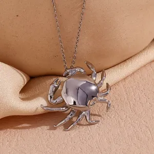 Crab Pendant Necklace 18k Gold Plated Stainless Steel Jewelry Christmas Gift