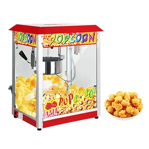 Popcorn Machine with Kettle, Vintage Movie Theater Commercial Popcorn Machine with Interior Light - Red