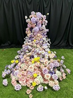 Bouquet de mariage mural en cascade de fleurs artificielles en soie douce, faites à la main, réalistes, imperméables, durables, violettes, personnalisables, vente en gros