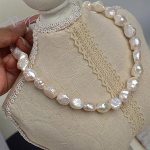 สร้อยคอมุกน้ำจืดทรงกลมแบบเอดิสัน ขนาด 10-12 มม. ผลิตภัณฑ์กึ่งสำเร็จรูปจากธรรมชาติ โทนสีขาวและชมพู รูปทรงบาโรก - Product Image 3