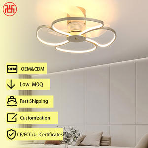 23.7'' Modern <b>LED</b> <b>Ceiling</b> <b>Fan</b> Remote Control App-Controlled Low Profile Flush Mount Design 6 Speeds Stepless Hotel Outdoor - Product Image 1