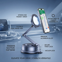 Support de voiture à ventouse de 70 mm |   Aimant N52 avec bras extensible à 4 axes |   360 °   Pliable et flexible |   Support universel pour tableau de bord en alliage de zinc K60