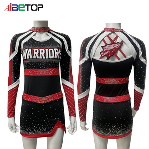 Disfraz de animadora <span class=keywords><strong>Sexy</strong></span> de manga larga con diamantes de imitación para mujeres adultas, equipo universitario, diseño personalizado, su propio logotipo y colores - Product Image 1
