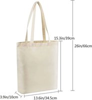 Sacs fourre-tout en toile faits à la main bricolage peinture shopping réutilisables en coton vierge Heavy Duty Beige imprimable