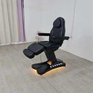 Moderna Camilla de Masaje para Salón de Belleza, Clínica Dental, Color Negro, de Lujo, con 3 Motores Eléctricos, Extensible, para Tratamientos Faciales y Spa, con Control de Pie - Product Image 3