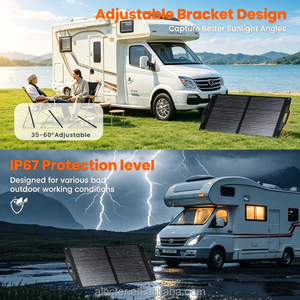 เครื่องชาร์จแผงโซลาร์เซลล์แบบพับได้ 100W พร้อมขาตั้งปรับได้ QC3.0 USB‑A USB‑C MC4 เอาต์พุต IP67 กันน้ำสำหรับสถานีไฟฟ้าแคมป์ - Product Image 6