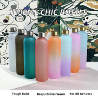 Bouteille d'eau en plastique Chic personnalisée de 1000ml pour étudiants Cadeau promotionnel portable pour le camping Gourde d'eau à boire directe Nice