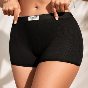 XX199 precio <span class=keywords><strong>de</strong></span> fábrica logotipo personalizado bragas planas calzoncillos negros señoras Boxer calzoncillos inferiores Boyshorts mujer período bragas - Product Image 1