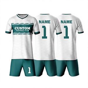 Ensemble d'uniformes de football personnalisés avec logo, motifs et numéros pour équipes, compétition, entraînement, hommes, étudiants, enfants, respirant, léger, 100% polyester - Product Image 1