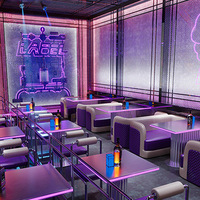 Ensemble de tables et chaises de bar commerciales illuminées pour la nuit, canapé KTV en cuir PU, formes carrées, design moderne, robuste pour restaurant