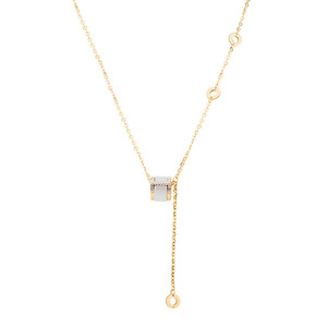 สร้อยคอจี้เหล็กไทเทเนียมทรงเรขาคณิตฝังเพชรสำหรับผู้หญิงสวมใส่ทุกวัน - Product Image 5