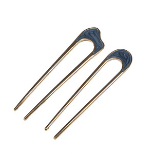 Semplice bastone dei capelli del metallo della forcella shell piatto di carta tornante a forma di U dei capelli della lega forcella - Product Image 6