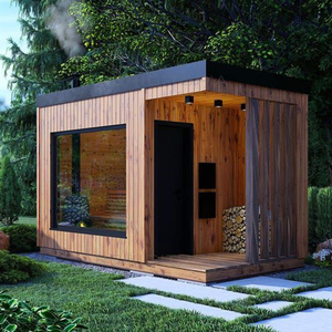 Modern Wood Outdoor Sauna Room 3-4 Person Dry Steam With Weatherproof Finish for Backyard Patio - Product Image 6