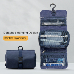 Borsa <span class=keywords><strong>da</strong></span> Toilette Compatta Oxford Resistente, Arrotolabile, con Pochette Cosmetica Staccabile, <span class=keywords><strong>Organizer</strong></span> <span class=keywords><strong>da</strong></span> Viaggio per <span class=keywords><strong>Trucchi</strong></span> e Articoli <span class=keywords><strong>da</strong></span> Toilette - Product Image 1