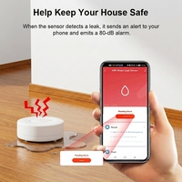 Sensor Kebocoran Air Pintar Tuya WiFi dengan Suara 80dB Model Bulat Dapat Ditempatkan di Mana Saja