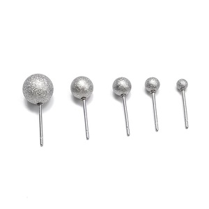Stainless Steel Stud Earrings With <b>Sandblasted</b> Round Beads Ball Shape Simple Sparkly Fashion Accessories - Product Image 1