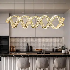 Modern çift tam sarmal kolye ışık dekorasyonu kristal restoran ışık lüks modern led avize