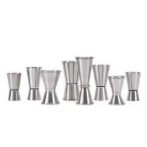 Заводская распродажа, 30/45/60 мл, серебряные джиггеры из нержавеющей стали, металлическая мерная чашка, двойной барный коктейль
